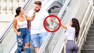 THE BEST ESCALATOR PRANKS COUPLES REACTIONS [upl. by Eblehs]