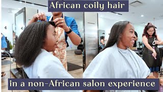 Type 4 Black Curly Hair in a Caucasian Salon –The Transformation type4hair curlyhair naturalhair [upl. by Gillespie860]