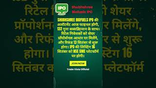 Shubhshree Biofuels IPO Allotment Today  132x Subscription  NSE SME Listing ipo ipo2024 [upl. by Thompson494]