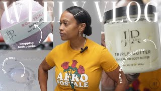 Small Business Studio Vlog  Making Triple Butter Body Butter Packing and Testing Bath Bombs [upl. by Batista]