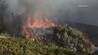 Driver Rescued by CHP Officer from Horrific Fiery Crash [upl. by Gnouhc]