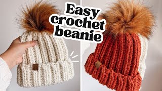 StepbyStep Crochet Beanie Tutorial for Beginners  How to Crochet a Beanie in Less than 2 Hours [upl. by Semmes]