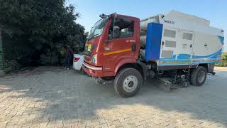 Truck Mounted Single Engine Sweeper Machine with CNG fuel only Contact  9876165598 or 9815331905 [upl. by Harbard]