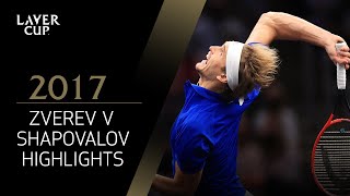 Alexander Zverev v Denis Shapovalov match highlights  Laver Cup 2017 [upl. by Boigie827]