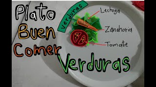 Verduras Plato del Buen Comer maqueta con papel [upl. by Atalee]