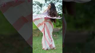 Soft Shadows Stripe Saree  Baby Pink Soft Cotton Saree  I Love Sarees shorts [upl. by Ehttam]