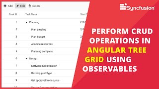 Perform CRUD Operations in Angular Tree Grid Using Observables [upl. by Naimad]