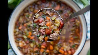 Quick and Easy Beef Barley Vegetable Soup Recipe [upl. by Orlosky]