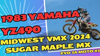 1983 Yamaha YZ490 2 Stroke Midwest VMX Sugar Maple MX Hill Point WI EVO 3A Moto 2 6th July 2024 [upl. by Belayneh]