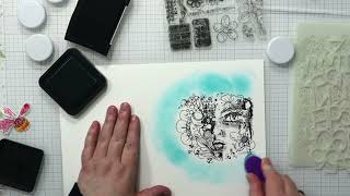 One Of a Kind Stamp and Stencils craft card making mixed media Livestream [upl. by Namrej]