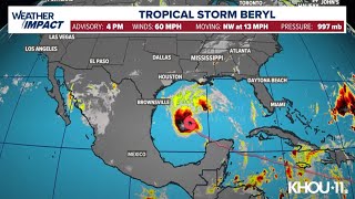 Tropical Storm Beryl tracker Forecast path and spaghetti models [upl. by Nairdad]