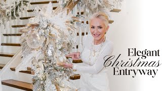 Elegant Christmas Decor for Your Home  Dreamy White Christmas Entryway  Staircase Reveal [upl. by Flossie]