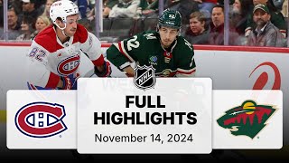 NHL Highlights  Canadiens vs Wild  November 14 2024 [upl. by Mathilde]