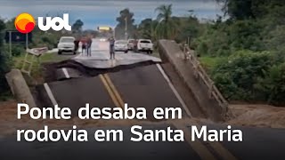 Ponte em rodovia no RS desaba perto de motoristas após chuvas em Santa Maria [upl. by Derman]