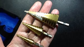 Testing generic ebay stepped cone drills on plastic [upl. by Nevak]