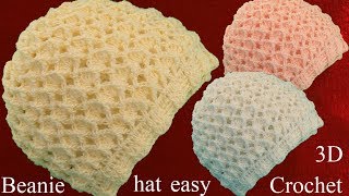 Gorro a Crochet en punto de Diamantes 3D tejidos tallermanualperu [upl. by Nessaj]