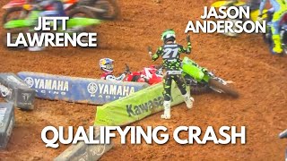 JETT LAWRENCE AND JASON ANDERSON QUALIFYING CRASH BIRMINGHAM [upl. by Tedder]