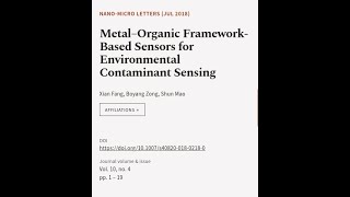 Metal–Organic FrameworkBased Sensors for Environmental Contaminant Sensing  RTCLTV [upl. by Edualcnaej]