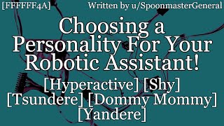 FFFFFF4A Choosing a Personality For Your Robotic Assistant Robo 1 Character 6 Voices Hugs [upl. by Srini]