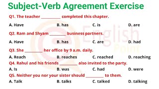 SubjectVerb Agreement Exercise  Most Important MCQs [upl. by Ainalem]