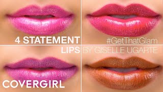 4 Bold Lipstick Colors Makeup Tips  COVERGIRL amp Giselle Ugarte [upl. by Ruomyes]