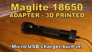 Maglite 18650 Adapter Mod upgrade with charging capability 3d printed [upl. by Eltotsira]