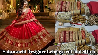 Part 1 Sabyasachi Bridal Lehenga Cutting and Stitching  Bridal Lehenga Cutting with stitching [upl. by Yoc]