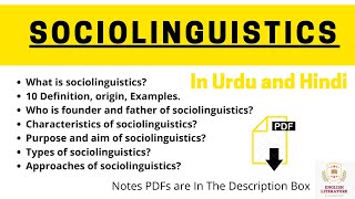 Sociolinguistics Definitions Origin Characteristics Purpose Aims Types Approaches Notes PDF [upl. by Ecertap693]