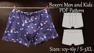 How to sew Stretch Boxer Briefs for men and kids  DIY Sewing Tutorial and PDF Pattern For Beginners [upl. by Eerual823]