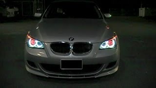 BMW E60 HID Angel eyes amp Red Devil Eyeballs [upl. by Lienad]