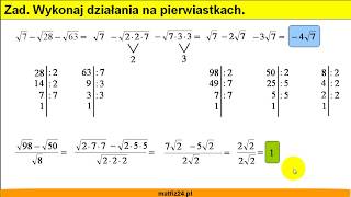 Wykonaj działania na pierwiastkach  Odejmowanie pierwiastków  Matfiz24pl [upl. by Aitnas170]