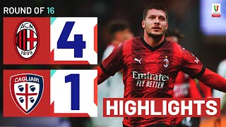 MILANCAGLIARI 41  HIGHLIGHTS  Milan cruise to next round  Coppa Italia Frecciarossa 202324 [upl. by Aymahs]