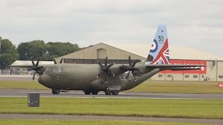 Lockheed Martin C130J Hercules C5 Royal Air Force RAF arrival at RIAT 2016 AirShow [upl. by Elie]