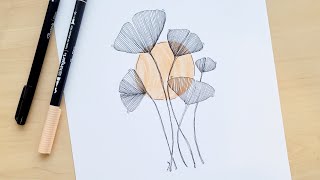 Ginkgo Leaves Doodle  Art Therapy  Follow Along [upl. by Aikas405]