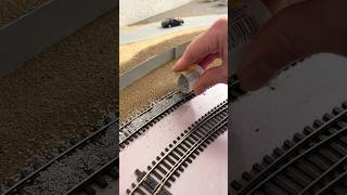 Ballasting the tracks modeltrains hoscale shorts [upl. by Johns]