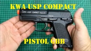 Review Pistola “airsoft” GBBP KWA HampK USP Compact [upl. by Atimed]