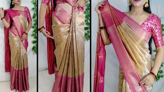 Banarshi Tissue Silk Saree Wearing Tips n tricksHow to make pleats perfectlySaree Saundaryaa [upl. by Alleciram]