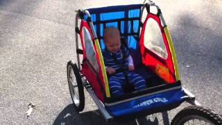 First bike trailer ride with Daddy [upl. by Nikolia]