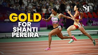 Shanti Pereira wins 200m gold 🥇 at Asian Games ends Singapore’s wait for athletics title [upl. by Emylee]