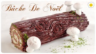 Christmas Chocolate Yule Log Recipe 圣诞节巧克力香草木柴蛋糕食谱 Bûche de Noël au chocolat et à la vanille Recette [upl. by Yleek334]