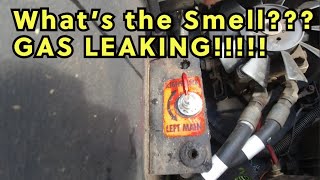 GASOLINE everywhere Zero Turn Snapper Mower has sprung a leak [upl. by Nivrehs]