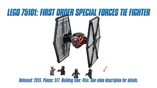 Lego Star Wars 75101 First Order Special Forces TIE Fighter Unboxing Speed Build amp Review [upl. by Tinya522]