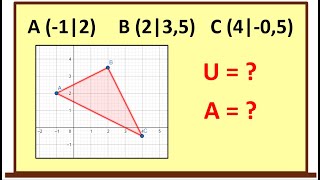 Berechne Umfang und Fläche eines Dreiecks im Koordinatensystem  vorgerechnet und erklärt [upl. by Kuehnel]