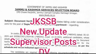 JKSSB Supervisor Posts  New Update  DV [upl. by Cruickshank]