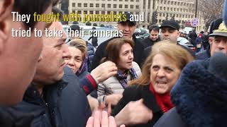 Azerbaijan’s first ever feminist march ends in bizarre confrontation [upl. by Eirlav]