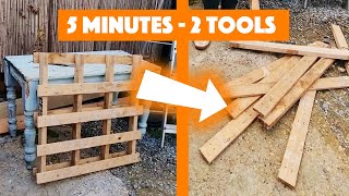 How to take a wooden pallet apart in 5 MINS EASY  Just TWO tools [upl. by Anaehr]