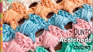 Punto acolchado tejido a crochet para cobijas de bebe  Tejiendo Perú [upl. by Libb]