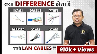 Difference Between CAT 5 CAT 6 CAT 7 amp CAT 8 Cable  Ethernet Cable  LAN Cable Explained in Hindi [upl. by Binnie]