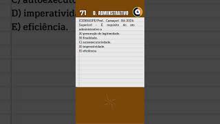 📙 DIREITO ADMINISTRATIVO N° 71  QUESTÃO DE CONCURSO DA PREFEITURA DE CAMAÇARI BA  CEBRASPE shorts [upl. by Sarine819]