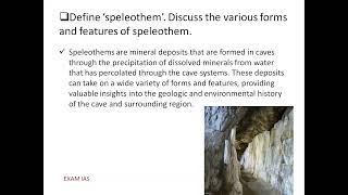 UPSC CSE Mains Geography Solution Question Understanding Speleothem [upl. by Antonio]